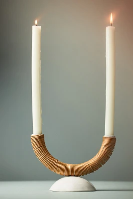 Kaia Dual Rattan Candleholder