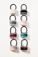 Pearl-Embellished Velvet Cuff Hair Ties, Set of 4