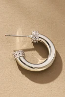 Pave-Accent Chunky Hoop Post Earrings