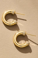 Pave-Accent Chunky Hoop Post Earrings