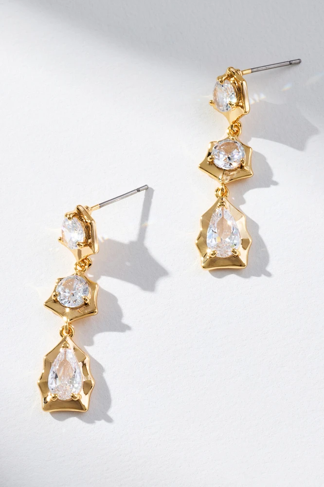 Triple Crystal Post Earrings