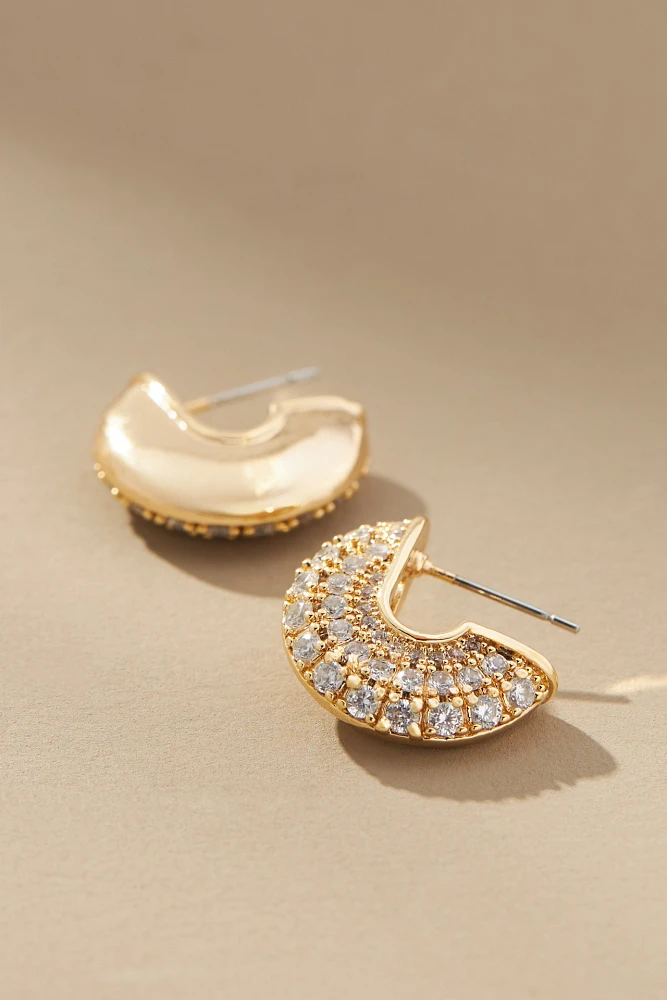 Pavé Half-Circle Hoop Earrings