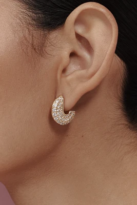 Pavé Half-Circle Hoop Earrings