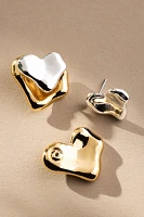 Molten Mixed Metals Heart Post Earrings