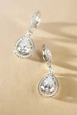 NADRI Radiant Pear-Shape Crystal Halo Drop Earrings