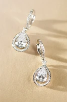 NADRI Radiant Pear-Shape Crystal Halo Drop Earrings