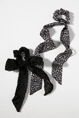 Dotted Animal Print Hair Scarf Scrunchies, Set of 2