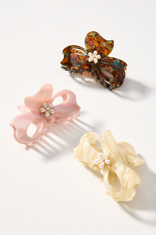 Violet & Brooks Flower Hair Claw Clips, Set of 3