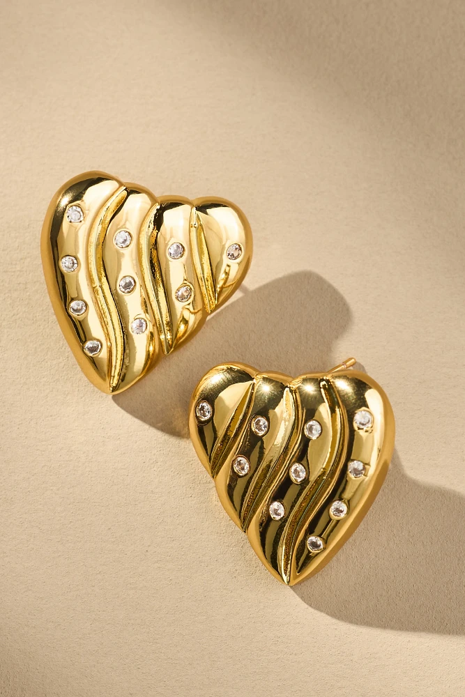 Logan Tay Bling Heart Stud Earrings