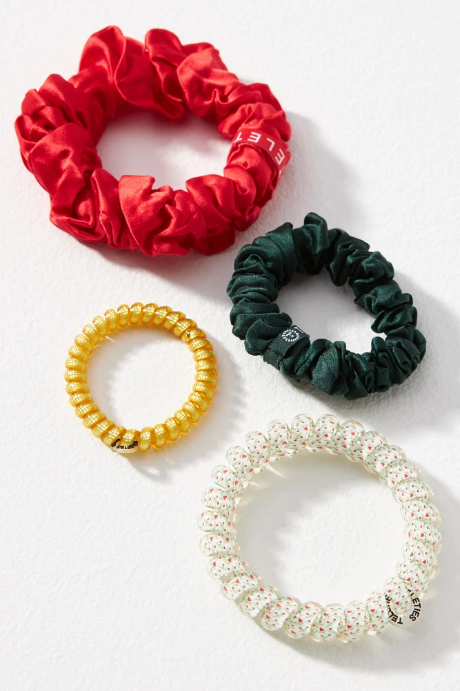 TELETIES Holiday Ornament Hair Ties, Set of 4