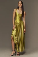 Delfi Collective Oriana Sleeveless Drop-Waist Satin Maxi Dress