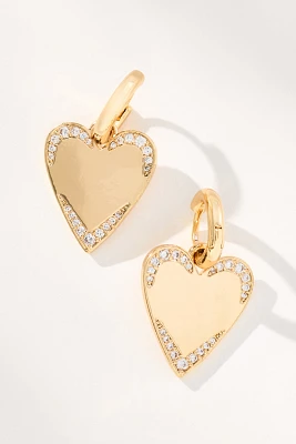 Crystal Heart Huggie Hoop Earrings