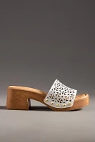 By Anthropologie Floral Peep-Toe Clog Sandals