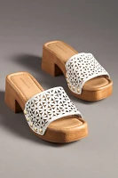 By Anthropologie Floral Peep-Toe Clog Sandals