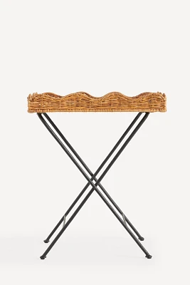 Maude Scallop Rattan Folding Tray Table