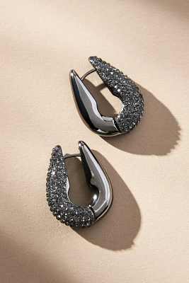 Half-Pavé Oval Earrings