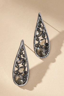 Inset Crystal Teardrop Earrings