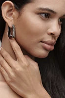 Half-Pavé Square Huggie Hoop Earrings