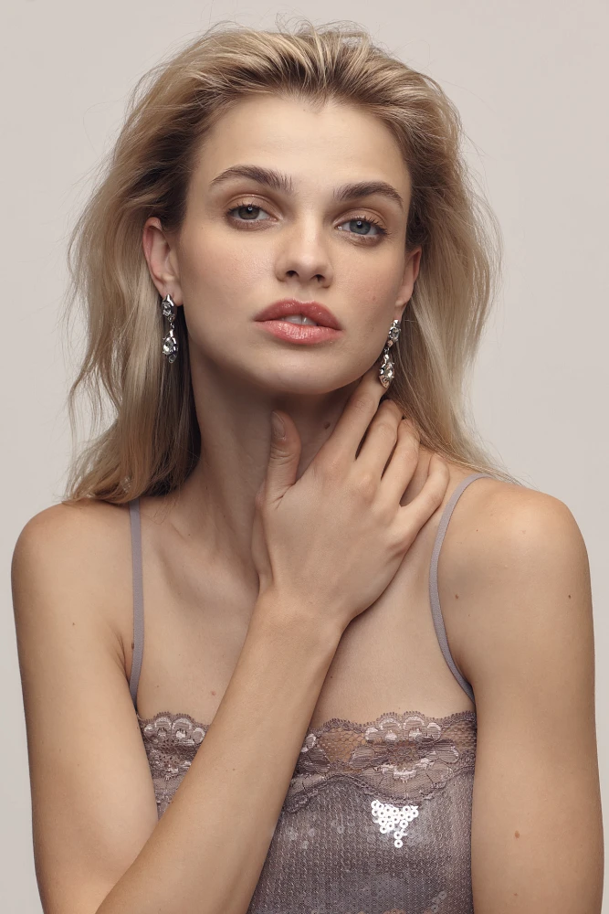 Molten Crystal Double Drop Earrings