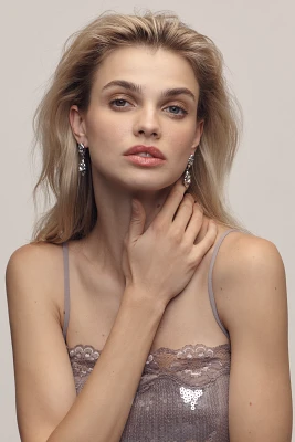 Molten Crystal Double Drop Earrings