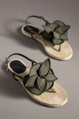 Castañer Poncha 3D Floral Thong Espadrille Sandals