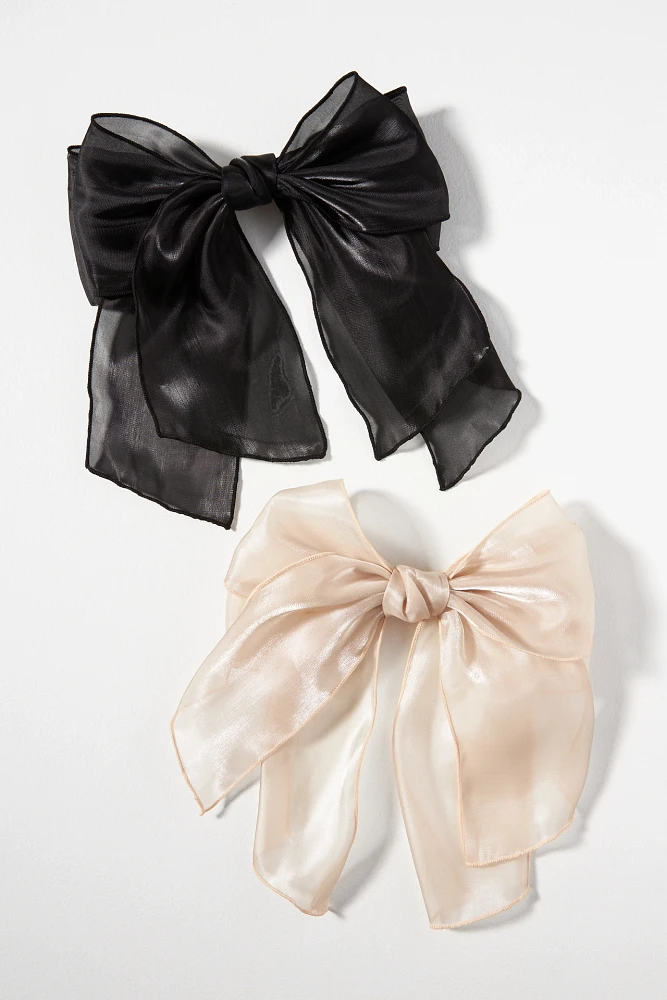 Chiffon Hair Bow Barrettes, Set of 2