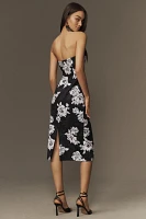 Sachin & Babi Strapless Floral Slim Midi Dress