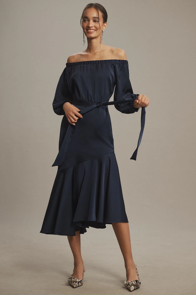 Sachin & Babi Kai Off-The-Shoulder Long-Sleeve Maxi Dress