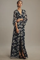 Sachin & Babi Jenny Long-Sleeve Chiffon Gown