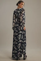 Sachin & Babi Jenny Long-Sleeve Chiffon Gown