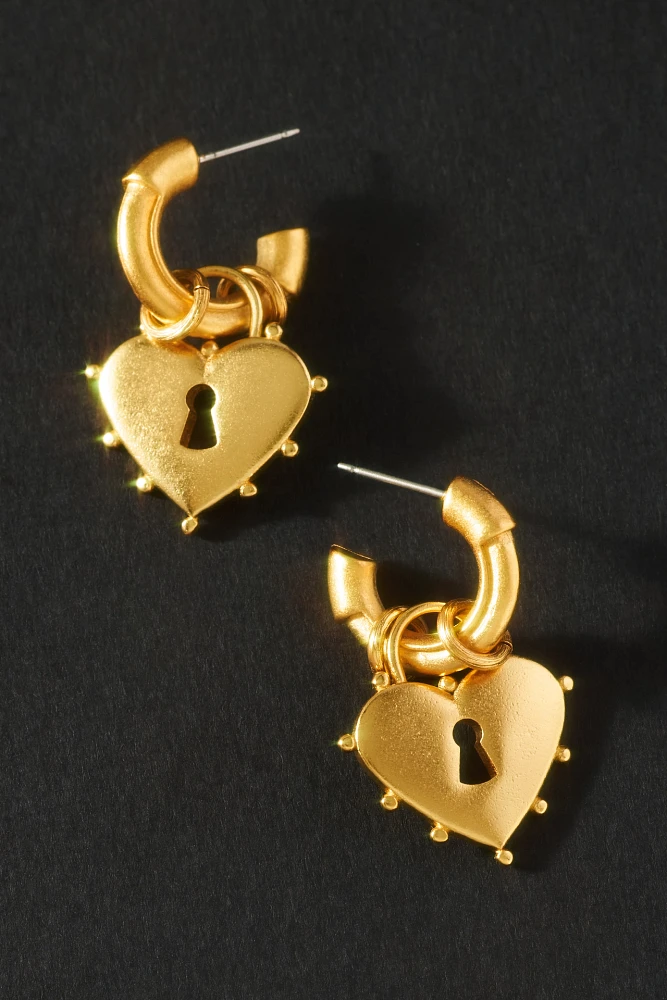 Elizabeth Cole Mina Heart Huggie Hoop Earrings