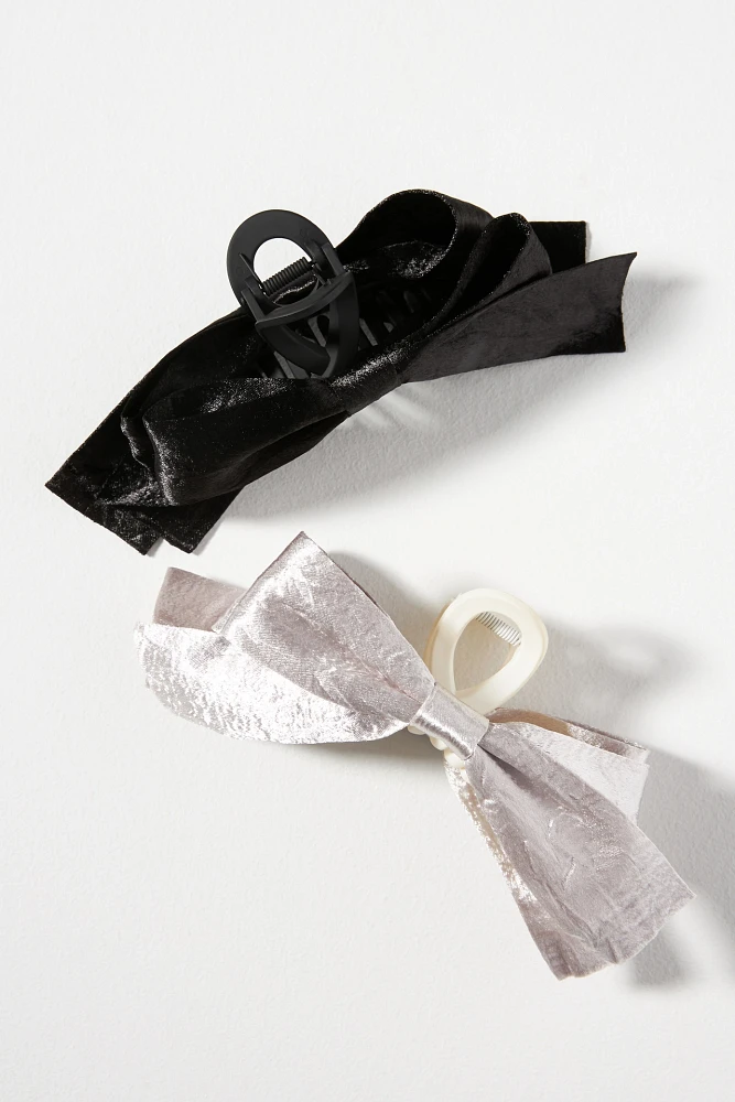 Satin Bow Hair Claw Clips, Set of 2