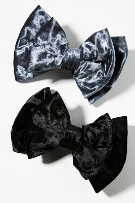 Velvet Hair Bow Barrettes, Set of 2