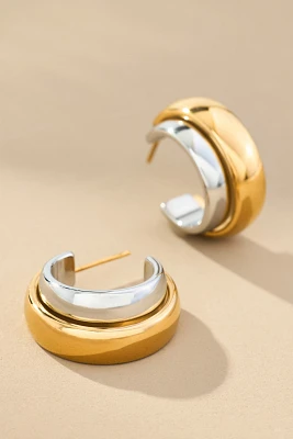 Bea Two-Tone Huggie Hoop Earrings