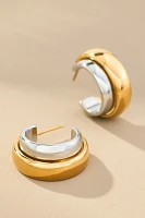 Bea Two-Tone Huggie Hoop Earrings