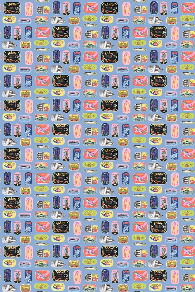 Rachel Antonoff Sardine Tins Peel-and-Stick Wallpaper