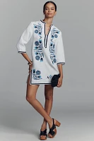 Vilagallo Diletta Linen Kaftan Mini Dress