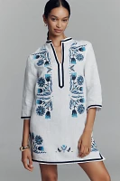Vilagallo Diletta Linen Kaftan Mini Dress