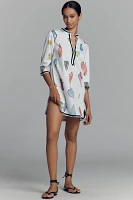 Vilagallo Diletta Seashell-Print Kaftan Mini Dress