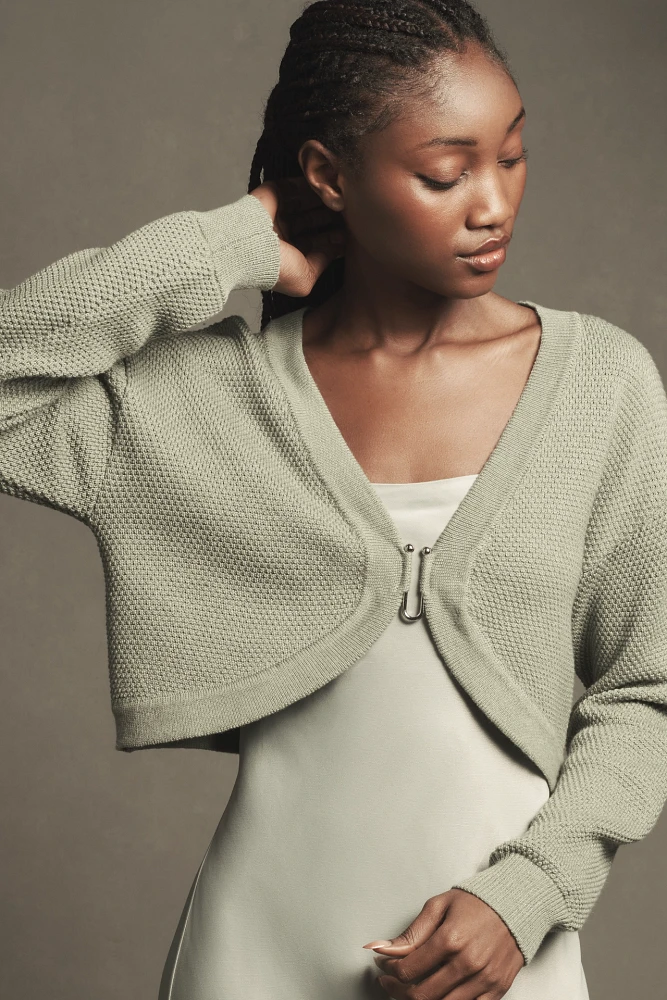 The Livvy Waffle Knit Cardigan Sweater by Flat White: Shrug Edition