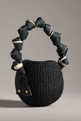 Aranaz Knotted Handle Mini Raffia Bucket Bag