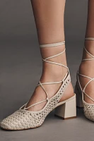 By Anthropologie Woven Tie-Up Heels