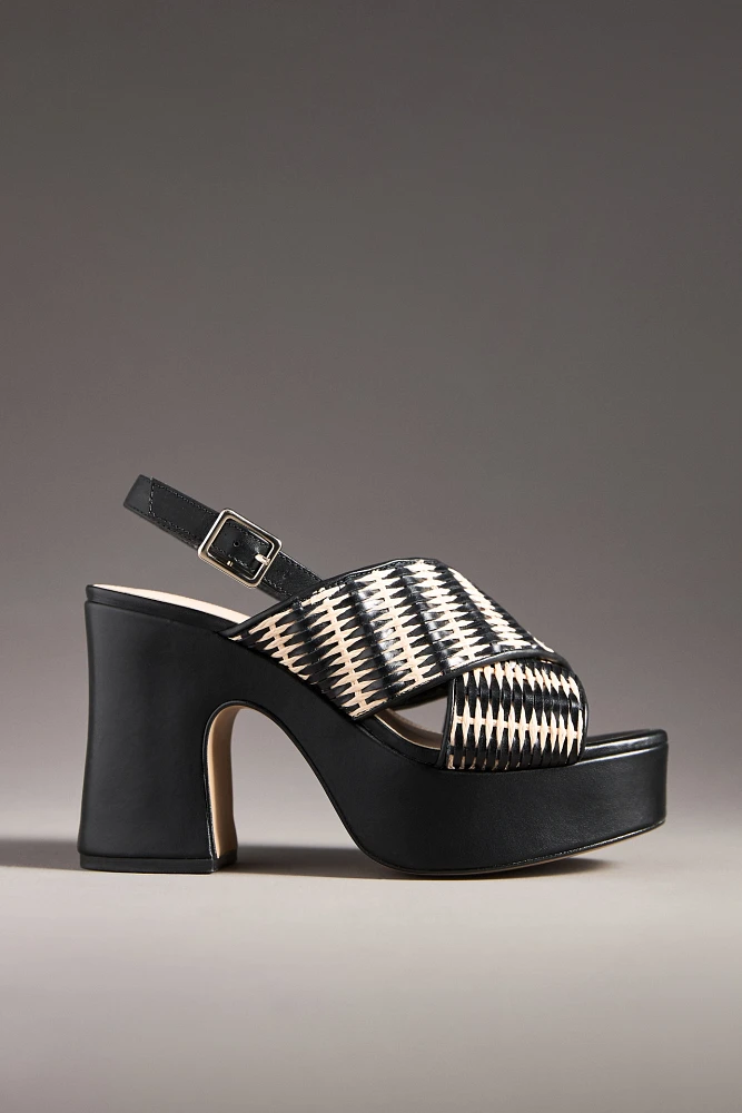 By Anthropologie Cross-Strap Woven Platform Sandals