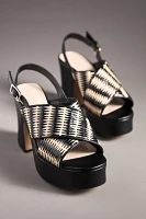 By Anthropologie Cross-Strap Woven Platform Sandals