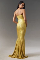 Norma Kamali Strapless Shirred Fishtail Maxi Dress