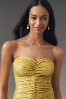 Norma Kamali Strapless Shirred Fishtail Maxi Dress