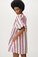 Bel Kazan Striped Puff-Sleeve Mini Shift Dress