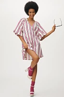 Bel Kazan Striped Puff-Sleeve Mini Shift Dress