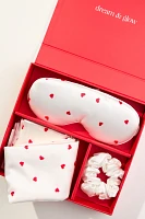 Silver Cloud Heart Print Satin Gift Set