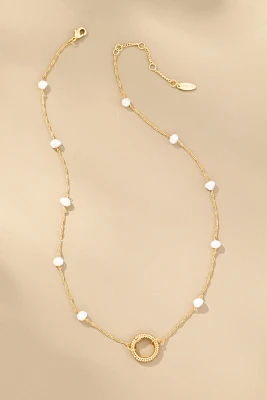 Spaced Pearl Charm Necklace